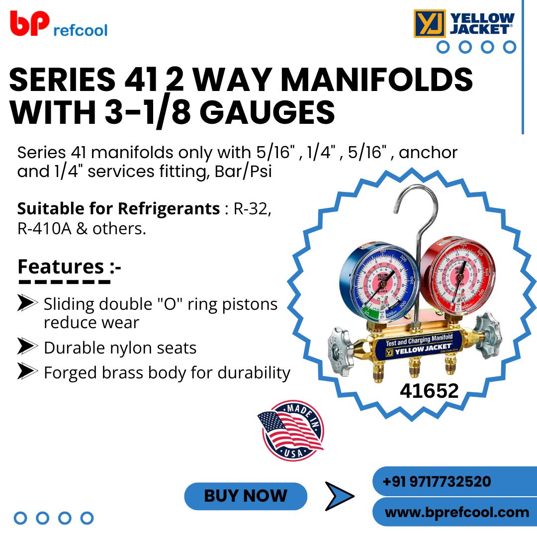 Series 41 2 Way Manifolds With 3-1/8 Gauges (41652) YELLOW JACKET