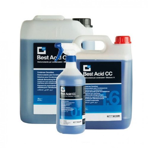Better Acid CC industrial HVAC coil cleaner by ERRECOM in blue liquid bottle