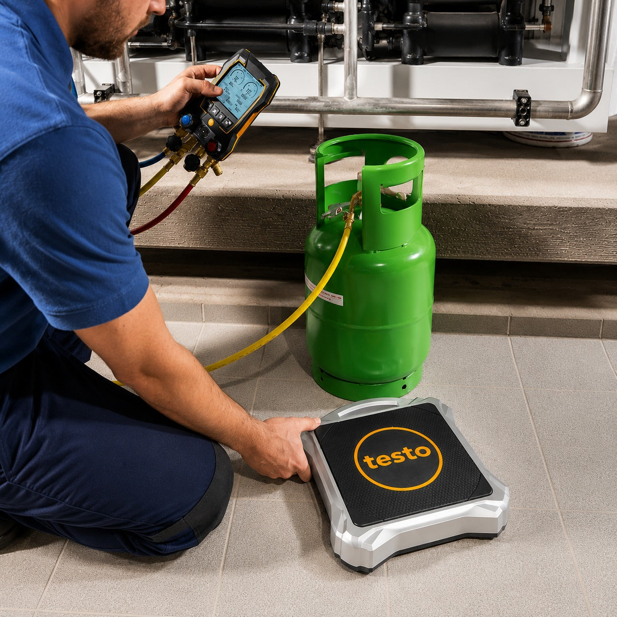 Testo HVAC tools including digital manifolds, vacuum gauges and refrigerant scales