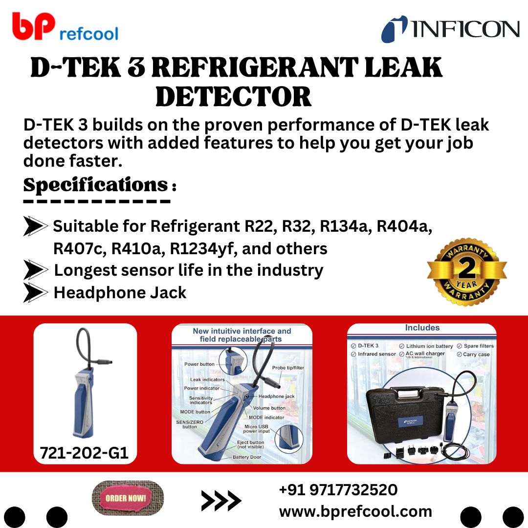 INFICON D-TEK 3 Refrigerant Leak Detector – Portable Gas Leak Detector for HVAC, AC, Industrial, and Home Systems