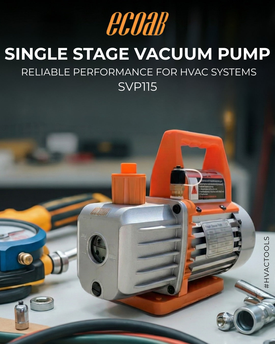 ECOAB SVP115 Single Stage Vacuum Pump – 1.8 CFM HVAC Use