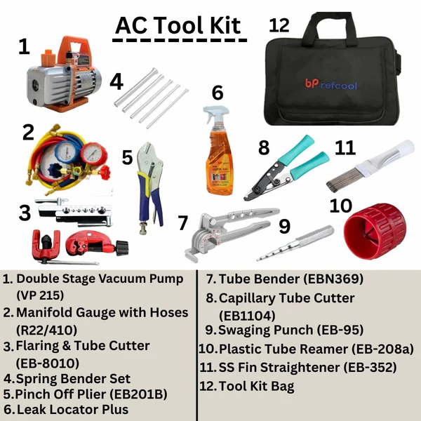 Double Stage Vacuum Pump VP 215 included in AC tool kit