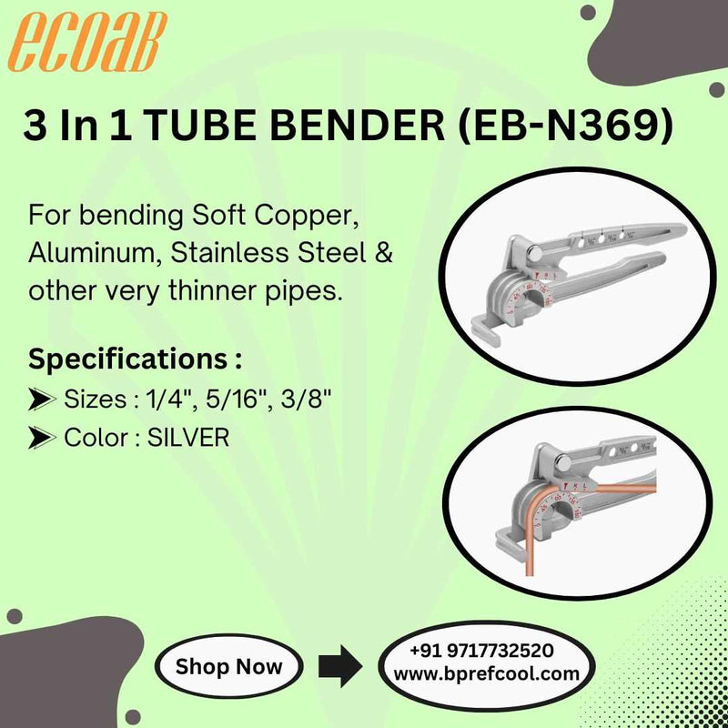 3 In 1 Tube Bender SIZES 1/4", 5/16", 3/8". BRAND ECOAB (EBN369)