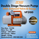 Double Stage Vacuum Pump with Solenoid Valve and Pressure Guage BRAND ECOAB (VP2100) 12 CFM