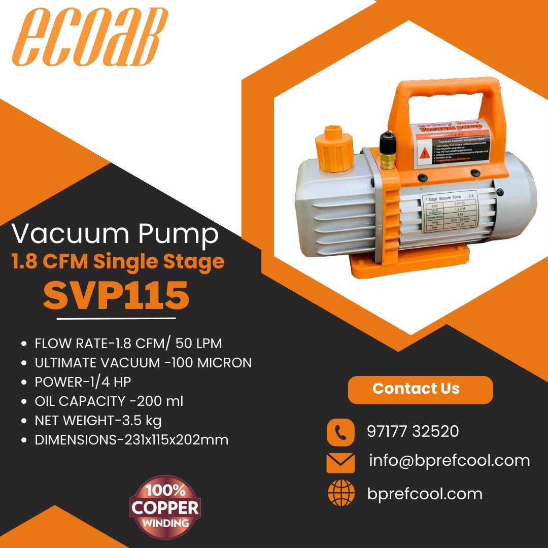 Single Stage Vacuum Pump BRAND ECOAB (SVP115) 1.8CFM