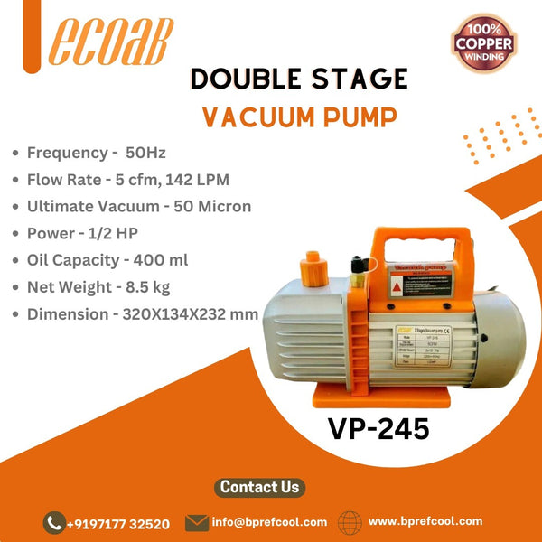 ECOAB VP245 5CFM Double Stage Rotary Vane Vacuum Pump