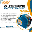 REFRIGERANT RECOVERY MACHINE  (1/2 HP OIL LESS ) BRAND ECOAB MODEL (EBRR 1A)