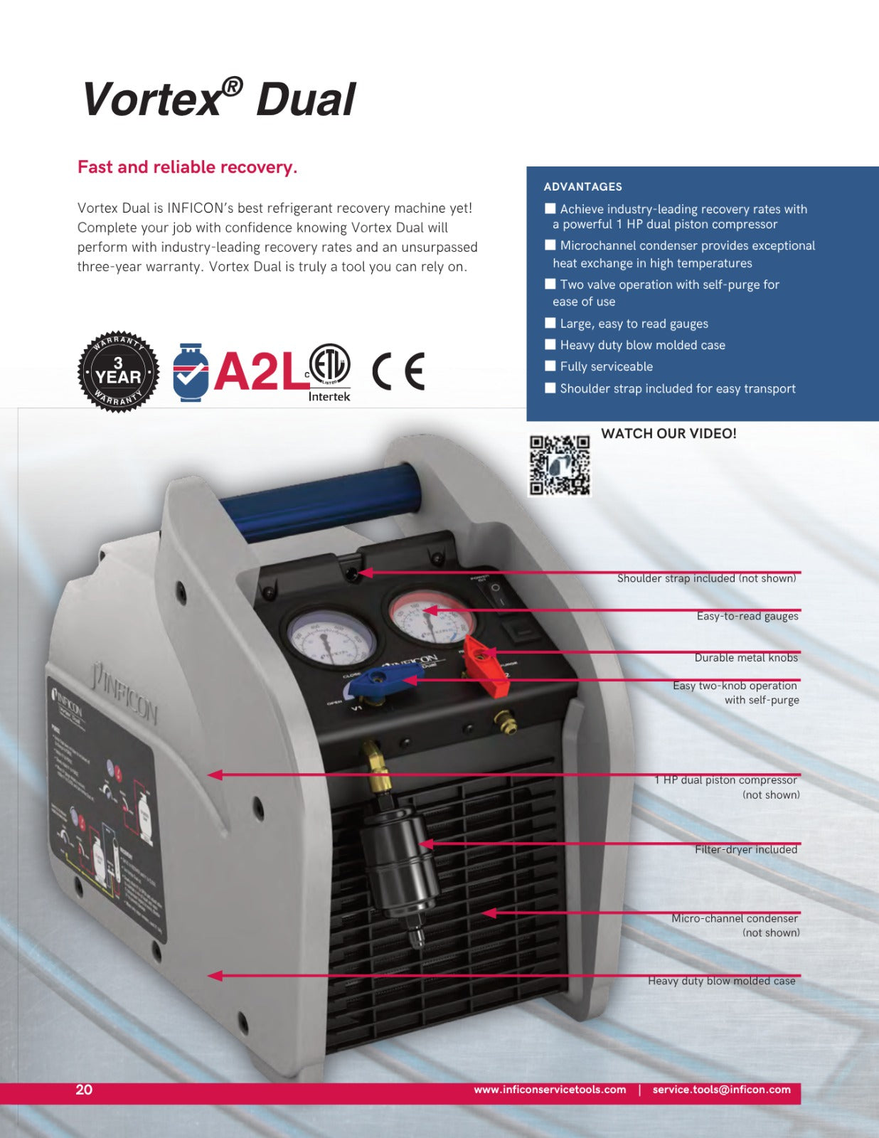 Vortex Dual REFRIGERANT RECOVERY MACHINE BY INFICON
