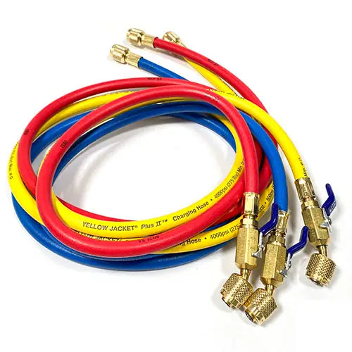 1/4” Charging Hoses With Compact Ball Valve Plus II (Yellow Jacket USA)