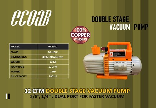 Double Stage Vacuum Pump BRAND ECOAB (VP2100) 12 CFM